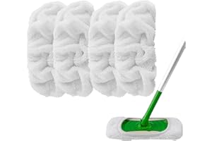 Ryichliho Almohadillas reutilizables de microfibra para fregona, 4 unidades, compatibles con Swiffer Sweeper, lavable, repuesto para mojado y seco, almohadillas de cabeza de fregona de limpieza de