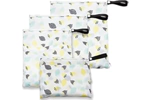 AuPower Wetbag Windeltasche, 4 Stück Wetbag Stoffwindeln, Wiederverwendbare Wetbag Nasstaschen mit Reißverschluss für Kleinkind Windeln Reisen Gym Strand Pool -Weiß