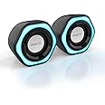 HEANTTV Computer Speaker, PC Speakers for Desktop Monitors, 2.0 Stereo Volume Control with LED Light, USB Powered & 3.5 mm jack, Perfect Multimedia Speakers for Monitors, Computer, Laptop,Smartphones