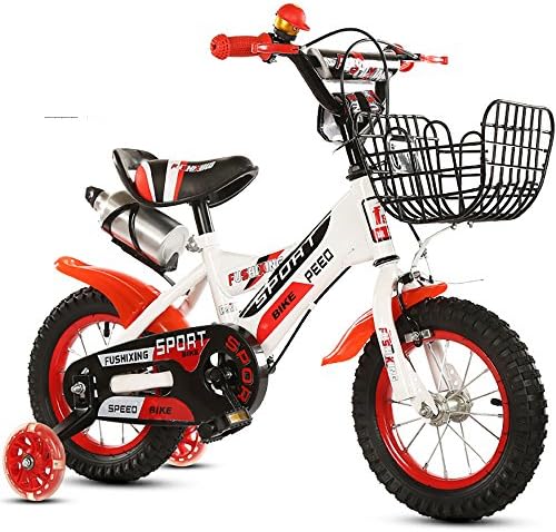 Kids Bikes,High Carbon Steel Bearing Frame Bicycle With Removable Stabilisers And Bottle Holder,Sizes 12'',14'',16'',18,For 3-9-Year-Old Boys And Girls, Send Pump,Installation Tool,Bell,Protector,Red,18''