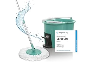 ‎CLEANMAXX CLEANmaxx Power-Wischmopp mit Zwei-Kammer-Filtersystem | Designed in Deutschland - Schmutzwasser wird gefiltert, leichtes Auswringen für streifenfreie Sauberkeit | Ideal für Laminat, Parkett & Fliesen
