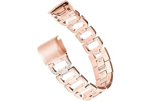 YOOSIDE Pasek do zegarka Fenix 5S / Fenix 6S Pro/Fenix 7S / epix Pro 42 mm / Instinct 2S Bling, Quick Fit 20 mm, stop, metalowy, zapasowy pasek do zegarka Garmin Descent Mk2S (czerwone złoto),