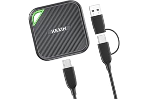 KEXIN SSD Esterno 512GB fino a 2000MB/s, USB C 3.2 Esterno SSD Portatile Unità a Stato Solido Esterne per PS5 Xbox Laptop MacBook/Pro/Air e PS4, Nero