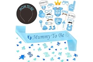 KKSJK Blau Baby Shower Deko Set, Junge Babyparty Dekoration, Its a Boy Konfetti Für Baby Party, Mom To Be Krone, Mummy To Be Schärpe, 25 Stück Jungen Fotobox Accessoires