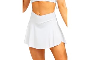 HAWILAND Gonna da tennis da donna – Gonna da crossover a vita con scollo a V e tasche, gonna da golf per ciclismo, escursionismo, corsa