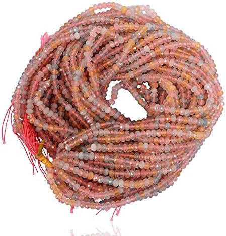 5 Strands of Morganite Color Quartz Faceted Rondelle Loose Gemstone Beads, 2x4 mm 15 inch length, multi pink aquamarine color, for jewelry making, wholesale price, exclusively by Ratnagarbha.