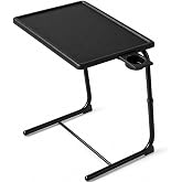 T-LOVENDO.ES Small Portable Folding Side Table with Adjustable Height Dining Room Ideal Computer Desk Sofa Bed or Kitchen wit