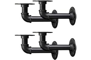 BEJOY 4 Stück Industrielle Regalhalterung 15 x 8 cm, Vintage Schwarzes Eisen Wandhalterung Regalhalter Halterung, Rustikales Rohrregal für Zuhause, Schwarz