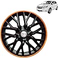 PRIGAN Wheel Cover for Chevrolet SAIL U-VA 14 Inch Black Orange Wheel Cap (Available in 12,13,14 Inch) (Set of 4 Pcs) (Press Fitting) Model- Power GT Orange-14