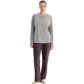 Dagi Kadın Bisiklet Yaka Pijama &Uuml;st&uuml; Pamuklu &Ouml;rme Gri Melanj