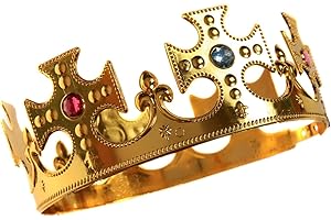 Lizzy Gold King’s Crown for Adults & Kids – Royal Fancy Dress Accessory | Crown for Men, Women & Children | World Book Day, Nativity, Theatre, Coronation & Party Costume Prop