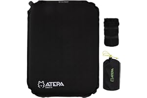 ATEPA Inflatable Seat Cushion, Self-Inflating Memory Foam Air Blow up Cushion to Sit on for Travel Airplane Stadium Camping Backpacking Boating Concert, Black