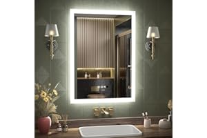 GANPE Specchio da bagno a LED con sensore di movimento, con Bluetooth, illuminato, dimmerabile, per trucco, a parete, anti appannamento, IP44, impermeabile, verticale e orizzontale (50_x_70_cm)