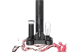 IraXpro Elektrischer Korkenzieher,Elektrischer Flaschenöffner,Weinöffner,7-in-1Elektrischer Weinflaschenöffner Set enthält Folienschneider, Weinausgießer,Weinpumpe,Vakuum-Weinstopfen,Speicherbasis