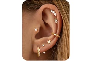 Dochais 7 Paires Boucles d'Oreilles Acier Chirurgical 316L pour Femme Petites Boucles d'Oreilles Piercing Helix Boucle d'Oreille Cartilage Femme Or Argent Creoles Conch Tragus Piercing Oreille Bijoux