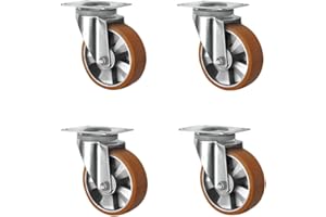 CASCOO SETSHSH160BAU5D0N Rollensatz 4 Lenkrollen, Aluminiumfelge, Polyurethan, Durchmesser 160 mm, Schwerlast, Doppelkugellager, Traglast 1500 kg (4-er Pack)