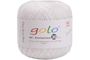 golo Crochet Thread Size 30 for Hand Knitting Cotton Crochet Yarn (White-5200)