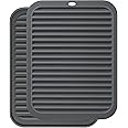HAUSPROFI Trivets for Kitchen Worktops, Silicone Mats for Hot Pans, Heat Proof Mat and Worktop Protector, 23 x 29cm Foldable Thick and Soft Silicone Pad, Gray