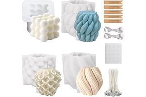 ‎KOMICEA Komicea 4 Stück Kerzenformen zum Gießen Silikon-Kerzenform, Kerzen Formen Silikon Kerzen Selber Machen Set Silikonform Kerzenform für Aromatherapie Kerzen, Blumenproben, Handwerk, Handarbeit