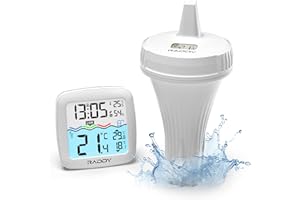Raddy PT-2 Thermomètre de piscine flottant sans fil, facile à lire, IPX7 thermomètre de température d'eau avec réveil, niveau de confort de l'eau, pour piscine bain à remous baignoire