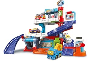 VTech - Tut Tut Bolides Série Pro, Maxi Garage Interactif avec Voiture Dépanneuse Iris à votre Service, Garage Voitures, 6 Zones Magiques, Cadeau Enfant de 2 Ans à 6 Ans - Contenu en Français