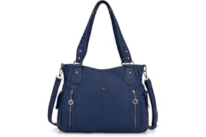 ANGEL KISS Angelkiss - borsa da donna in pelle lavata 2 in 1, con zip nella parte superiore e tasche multiple; utilizzabile anche come borsa a tracolla - codice: 1193