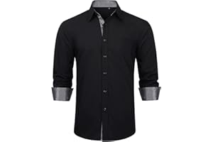 Enlision Camisa Hombre de Vestir Manga Larga Camisas Formales Boda Elegantes Camisa Casual Regular Fit con Bolsillo