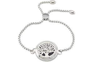 JOYMIAO Huile Essentielle Diffuseur Bracelet Aromathérapie Réglable Taille Bracelet en Acier Inoxydable - Cadeau de Noël Bijoux Exquis Femmes