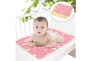 2 Pcs Baby Diaper Changing Pad, ALBOYI Newborns Waterproof Diaper Pad Reusable Nappy Multi Function Washable Mat for Home and Outdoor(Pink/Yellow)