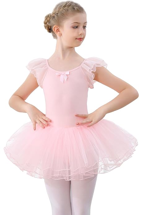 Robe De Ballet Fille Arshiner - Manches Longues, Dos Nu Avec Tutu - Coton Élastique