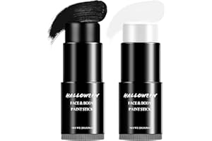 SYNERIX Halloween Schminke Schwarz Weiß - Halloween Make Up Set Erwachsene Kinder, Face Body Paint, Augen Körperfarbe, Gesichtsfarben Für Theaterschminke Karnevalsschminke Vampir Zombie SFX Makeup 40g