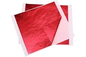VGSEBA Imitation Gold Leaf Sheets, Red Gilding Foil Paper 100 Pieces 13x13.5 cm Gold Foil Sheet for Paintings Arts Crafts Nail Handcrafts Frames Furniture Decoration