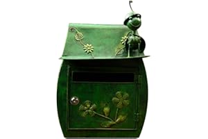 TentHome Boîte aux Lettres Murale Vintage en Fer avec Serrure Clé pour Maison, Vert