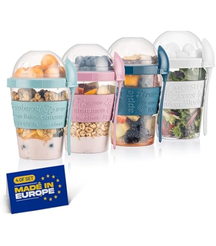 MEMOFYND Overnight, contenitore per farina d'avena, 870 ml, portatile, a prova d