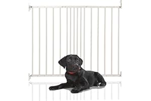 Safetots Barrière de Sécurité Extensible en métal pour Animaux Domestiques, 62.5cm - 106.8cm, Blanc, Barrière d'escalier pour Chien, Barrière de Sécurité pour Chiot