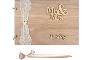 BOPHIS Libro degli ospiti rimovibile per matrimonio, 20 pagine con penna gratuita Mr&Mrs, pagine interne e rilegatura a filo, libro degli ospiti di matrimonio, album degli ospiti per matrimonio e
