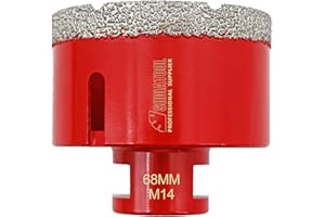SHDIATOOL Forets Diamant 68mm Trépans de Forage avec Filetage M14 pour Perçage à sec en Porcelaine Carrelage Granit Marbre