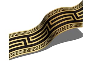 neukids 4Rolls Wallpaper Borders Self Adhesive, Black Gold Greek Anagram Wall Borders, Living Room Bedroom Bathroom Kitchen Decoration Ceiling,200×10cm