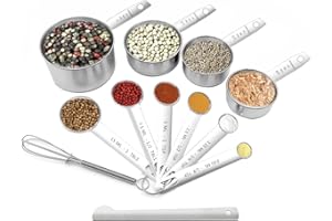 WEIQILE Messlöffel Set, 12 Stück Set Edelstahl-Messlöffel Messlöffel Messset zum Backen, Kochen, Küche (Cups and Spoons)