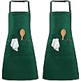 Auranso 2 Pack Aprons, Adjustable Neck Chef Apron with 2 Pockets Kitchen Cooking Apron for Women Men Home Baking Gardening BBQ Craft Restaurant