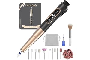 Denabuty Ponceuse pour Ongles Sans Fil, 12 en 1 Lime a Ongle Electrique Professionnelle 25000 RPM Kit de Manucure Pédicure avec USB Rechargeable, Ponceuse à Ongles pour Gel Acrylique Ongle Noir