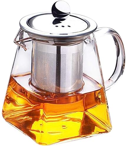 Wilmax Théière En Verre Borosilicate 770 Ml Avec Infuseur Amovible Et Couvercle Bambou – Idéale Pour Thé En Vrac Et Fleurs De Thé