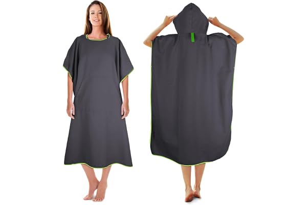 KUOGAS badponcho, handduksponcho, 117x88cm mikrofibersurfing, snabbtorkande duschponcho, långt blöjbyteshjälp med huva