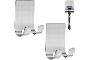 Tashce 2 Stück Rasierer Halterung Dusche, Dusche Selbstklebend Haken, Silber Edelstahl Klebehaken, Rasierhalter Dusche Aufhänger Dusche Geeignet für Tür Wand Badezimmer Büro, Ohne Bohren
