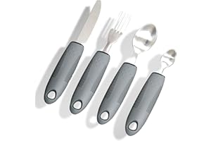 Yuflen 4 Teiliges Easy Grip Besteck Set Besteck mit Dickem Griff Behinderten Esshilfen Besteck Rutschfeste Griffe für Behinderte Arthritis Parkinsons Ältere Menschen Oder Menschen mit Zittern