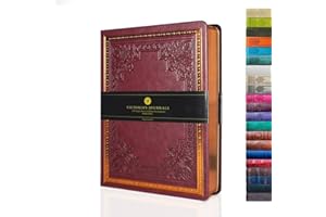 Victoria's Journals Tagebuch, Kunstleder, Vintage, Hardcover, liniertes Notizbuch, altmodisches Reisetagebuch, A5, Größe 14,5 x 20,5 cm, Burgunderrot