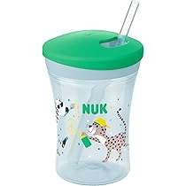 NUK Polypropylene (PP) Training Cup - 230 Ml - Soft And Leak Proof Straw - Ergonomic Handles - 8 Months - BPA Free - Yellow