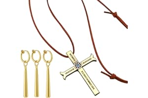 Zaky Anime OP Nautical Great Swordsman Necklace Z. Earrings Anime Costume Cosplay Accessoires Dracule Mihawk Cross Sword Kogatana Necklace with Ruffy Stickers 14 pcs