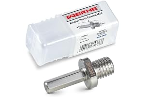 WERHE adapter M14 på sexkantskaft 8 mm, för skruvdragare, borrmaskin | för diamanthålsågar, slip- och kapskivor, stål, längd 50 mm, diameter 22 mm, 40 g, utan slagfunktion