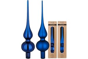 INGE-GLAS Christbaumspitze Glas 26cm x 1 Stück - matt oder glänzend Sortiert - Weihnachtsbaumspitze für Weihnachtsbaum - Christbaumschmuck & Weihnachtsbaumschmuck Königsblau - Royal Blue